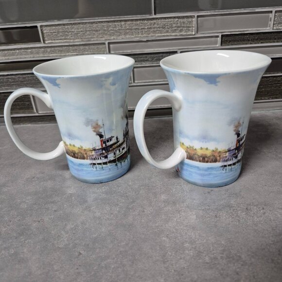 McIntosh Ray Davidson "Meeting on Lake Muskoka" Fine Bone China Coffee Tea Mugs - Picture 3 of 6